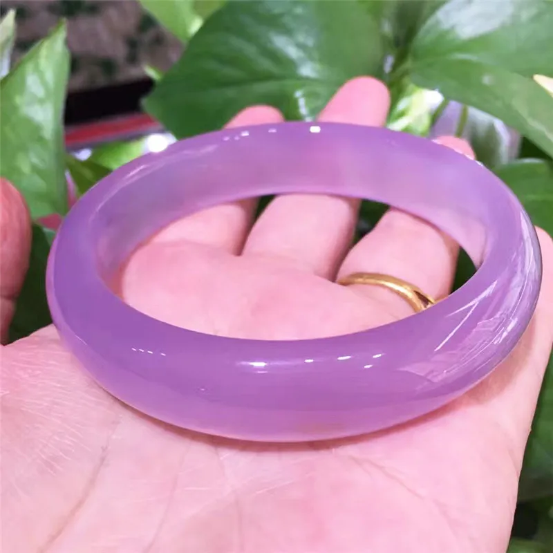 

Free Shipping Top Quality Natural Violet Ice Crystal Agates Chalcedony Round Bangle&Bracelet Women's Gift Bangle Jades Jewelry