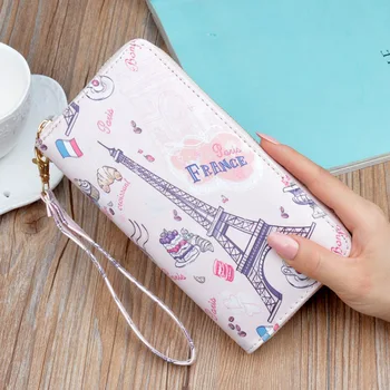 

Best Selling Long Wallets Students Clutch Purse, Paris Style Money Bag Eiffel Tower Female Wallet Purse Card Holder Cartera.