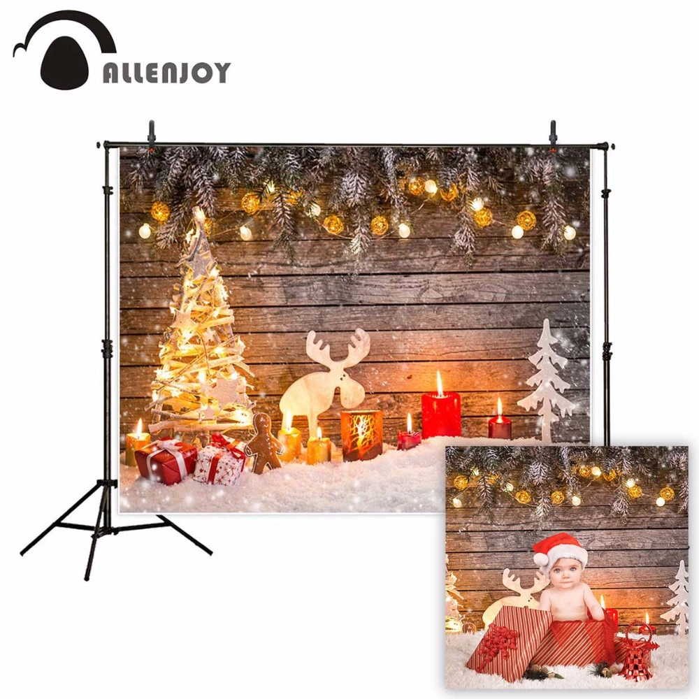Allenjoy 写真撮影背景クリスマスツリーキャンドルヘラジカジンジャーブレッドギフト雪冬の背景の写真の背景スタジオ Background Studio Photo Background Studiophoto Background Aliexpress
