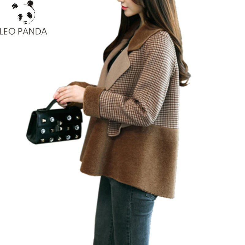 

2019 Autumn Winter Wool Coat female Plaid Short jacket Superior quality woolen coat double-sided wool cashmere coat female
