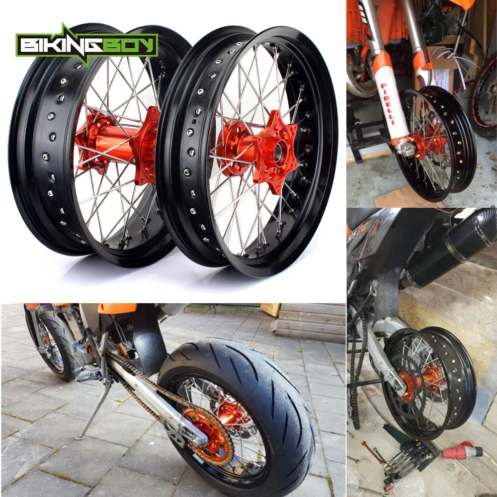 Передние и задние колеса BIKINGBOY 17 дюймов комплект ступиц обода Supermoto для KTM SX 125 150 250