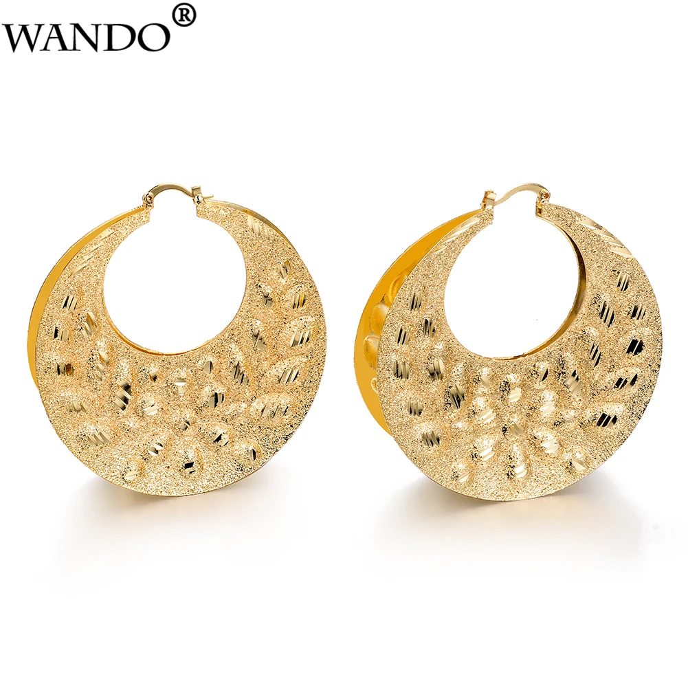 Серьги кольца WANDO женские из 24 каратного золота украшения для ушей