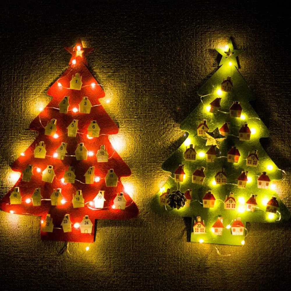 

Felt Advent Calendar Decoration Christmas Tree Countdown Calendar Hanging Ornaments date1-24 Christmas countdown calendar