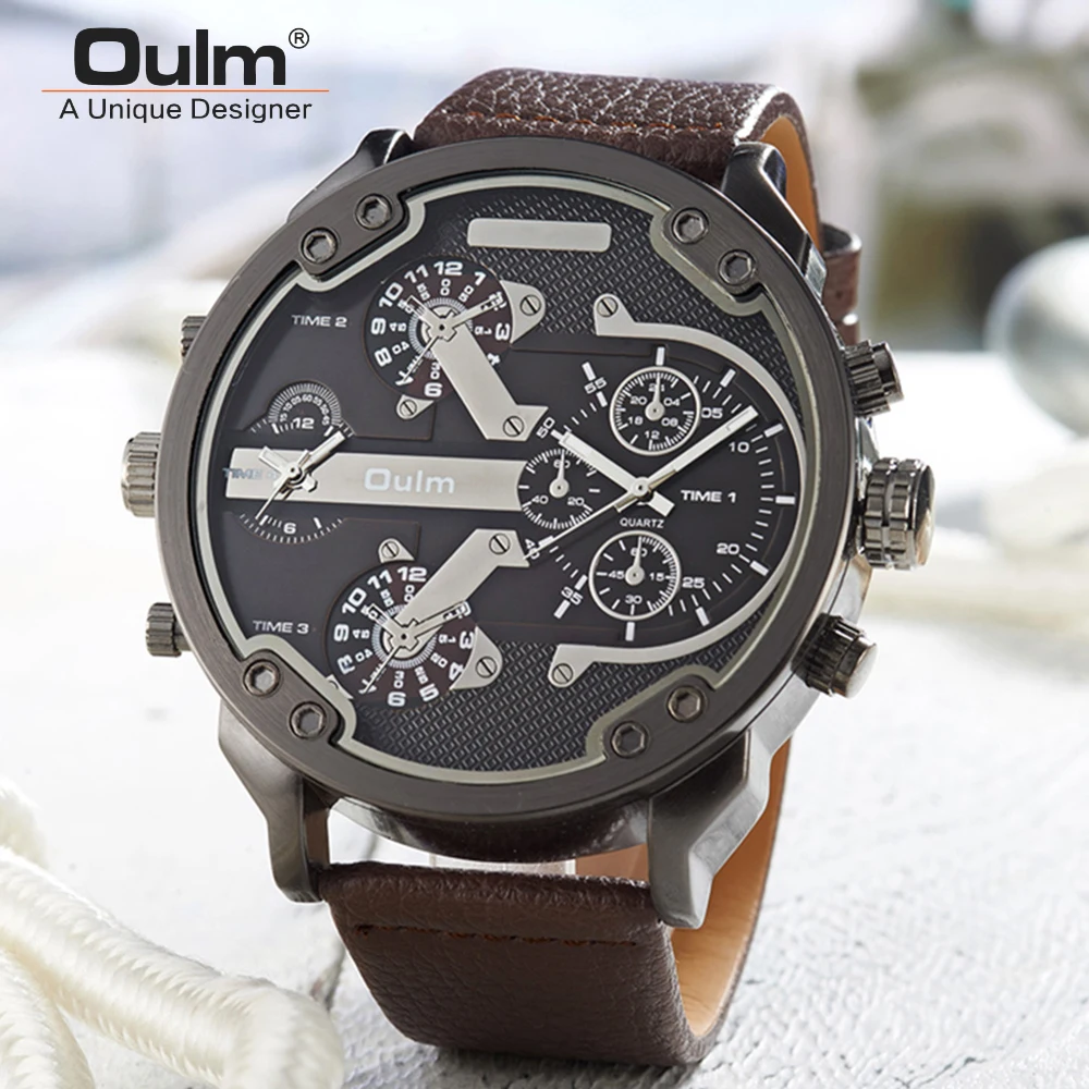 

oulm Oversized Men's Big Watch Luxury Brand Famous Unique Designer Quartz Watch Male Large Watches Men Oulm relogio masculino 12