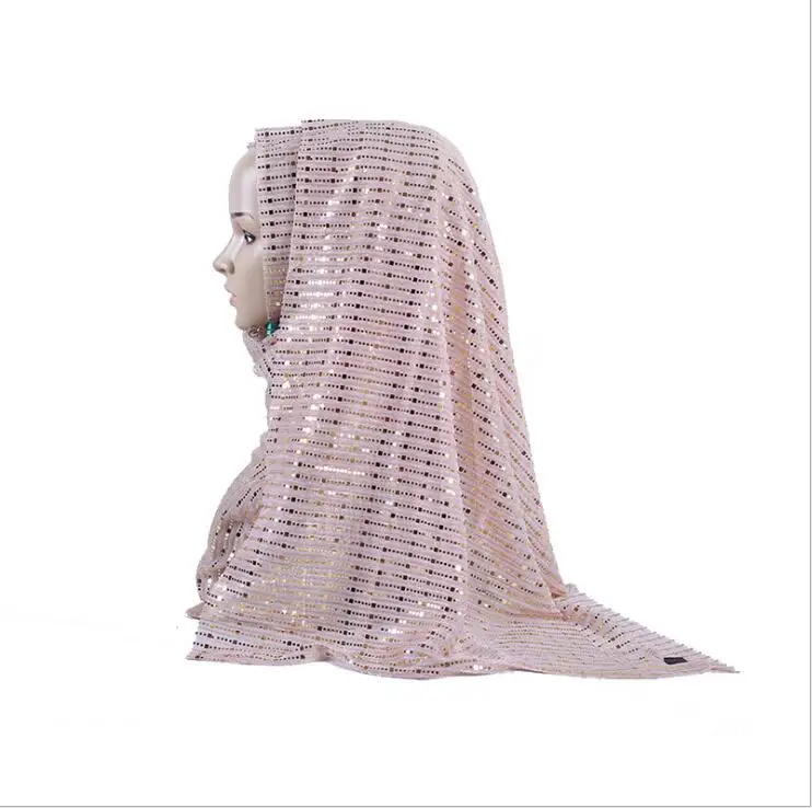 78 1 шт. Модный женский мусульманский мерцающий шарф из шифона Hijabs женский Блестящий Люрексовый длинный платок пашмины блестки головной платок 180x68 см - Цвет: 78