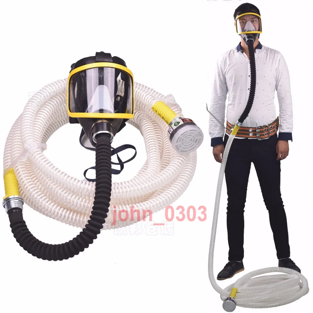 

10M Long Tube Pipe Full Face Gas Mask Air Respirator W/C Cartridge Supplied Air