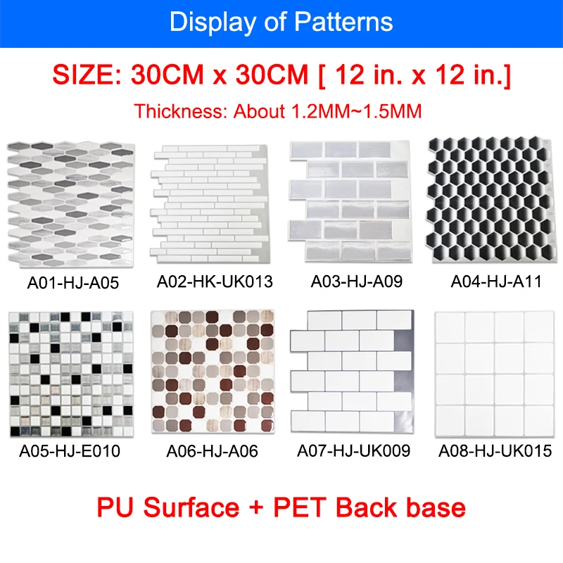 3D Wall Sticker Marble mosaic Tiles Brick Self-Adhesive Waterproof Wall paper DIY for Kitchen Bathroom Home Wall Decal Sticker