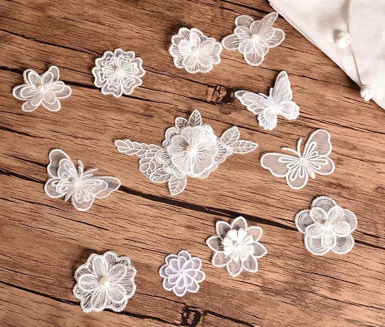 

beautuful accessories Lace Patch Flower Heart Embroidery Clothing Applique Patch DIY Sewing Accessory Supplies 20 pieces