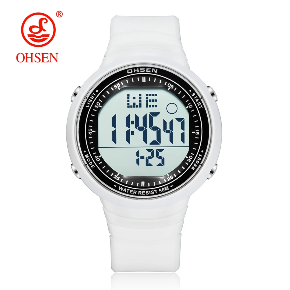 #cheap Fashion Digital Sport Watch Men Wristwatch Stopwatch Unisex Rubber White 50M Waterproof LED Watch male clocks relogio masculino
