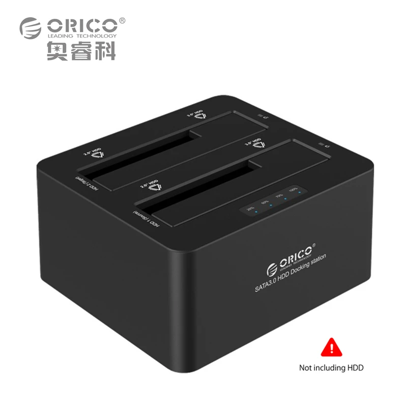 

ORICO Dual-bay External Hard Drive Docking Station USB3.0 to SATA3.0 2.5 3.5 in with Offline Clone Support UASP Protocol 16TB