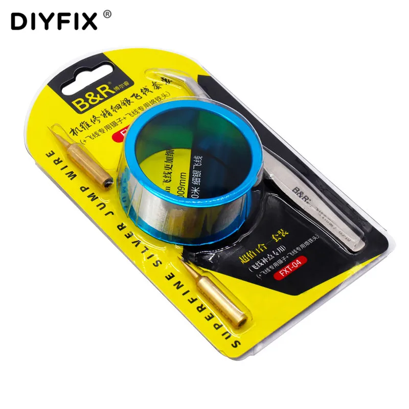 

Fine Silver Flying Wire Soldering Iron Tip Tweezers Set CPU Welding Pad BGA Solder Joint Line Fingerprint Repair Maintenance Kit