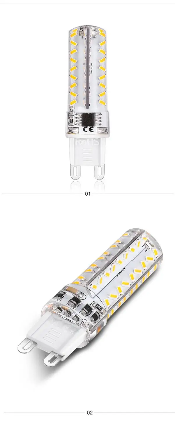 G9 Диммируемый силиконовый 4 Вт 72x3014 Светодиодный теплый/холодный белый свет лампы переменного тока 110 В 220 В B15 лампы G4 лампы E14 лампы