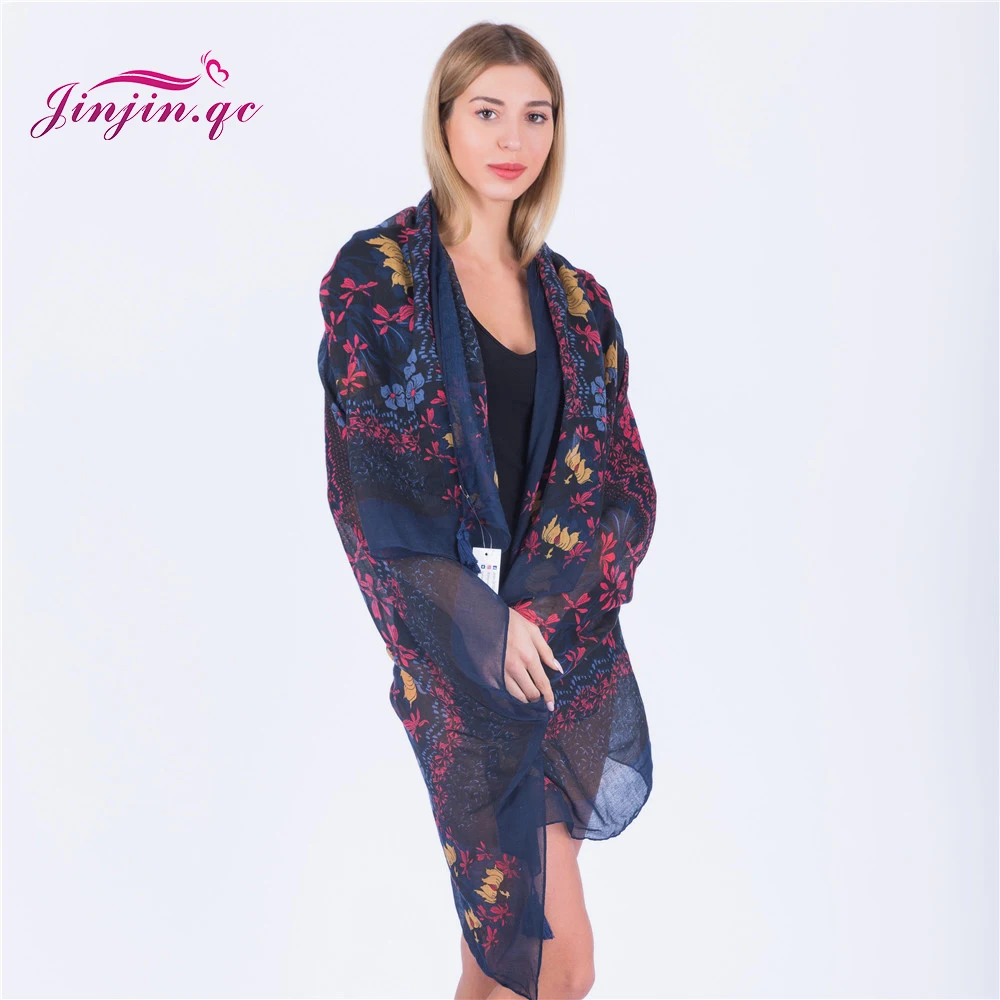 Jinjin.QC Fashion Scarves Floral Printed Square Scarf Women bandana echarpe foulard femme spring pashmina and shawls wraps