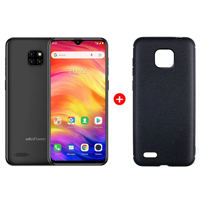 Ulefone Note 7, смартфон, 6,1 дюймов, 19:9, экран капли воды, четырехъядерный мобильный телефон, 1 Гб+ 16 Гб rom, мобильный телефон, Android 9,0, три камеры - Цвет: Black Add Case