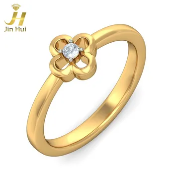

Jinhui Women The Blossom of Joy Ring Solid 18K Yellow 750 Gold 0.04CT Natural Diamond Jewelry Free Engraving