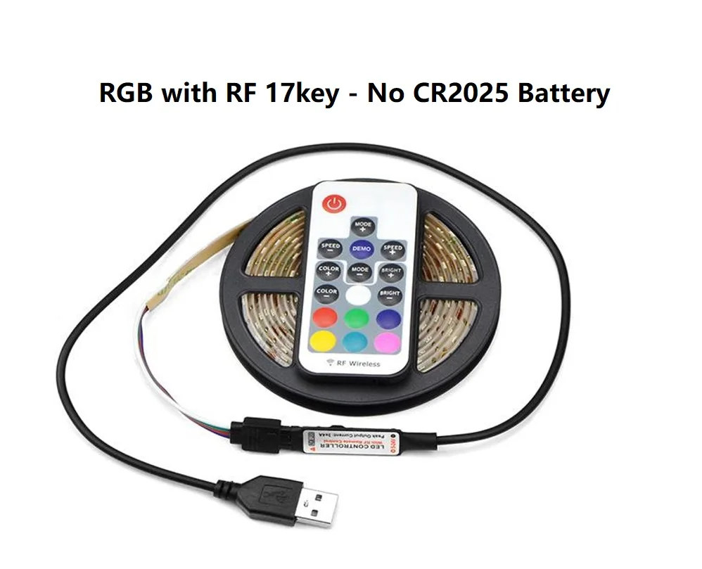 USB Светодиодная лента для подсветки телевизора SMD2835 RGB гибкая лента смещения освещения 1 м 2 м 3 м 4 м 5 м РЧ контроллер Светодиодная лента для подсветки - Испускаемый цвет: RGB with RF 17Key