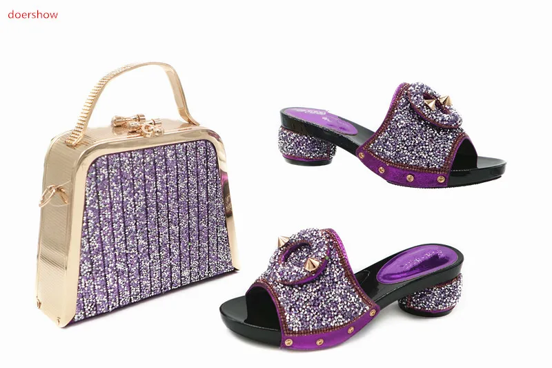 

doershow Shoes and Bag To Match Italian Nigerian Party Shoes and Bag Set Summer African Style Shoes and Bag Set for lady TN1-18