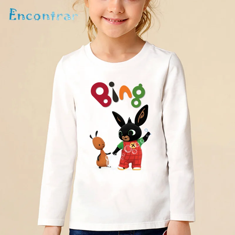 Забавная детская футболка с рисунком кролика и зайчика детские топы с длинными рукавами, милая футболка для маленьких мальчиков и девочек LKP5169