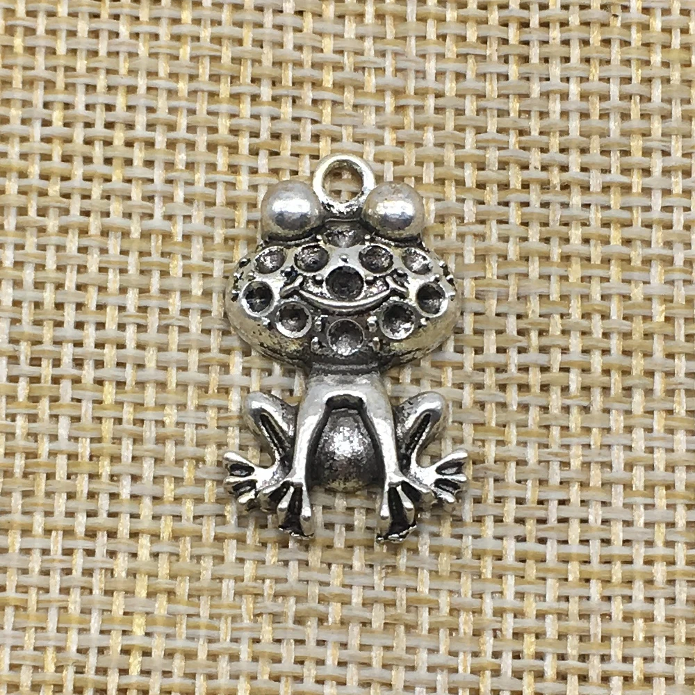10Pcs Frog Charms Pendant Antique Silver Color DIY Jewelry Making