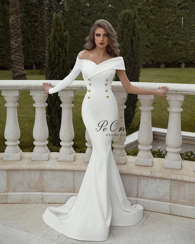 PEORCHID Ливан Vestido De Novia Elegante свадебное платье пляж арабский Простой одно плечо