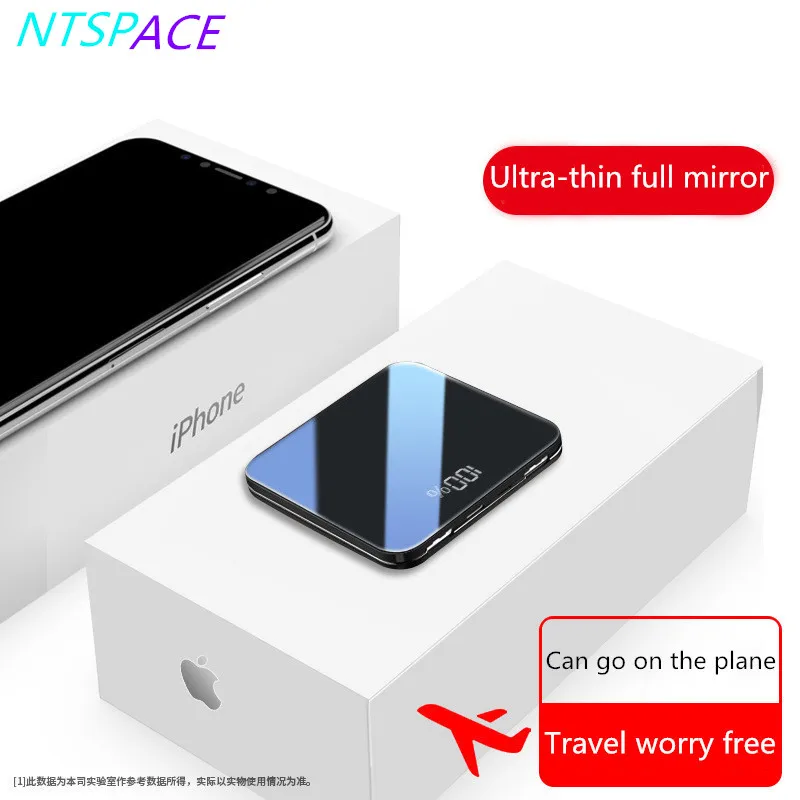 

8000mAh Mini Power Bank 2.0A Quick Charge Power bank Dual-USB Portable Mirror Aluminium Fast Charging Mini External Battery