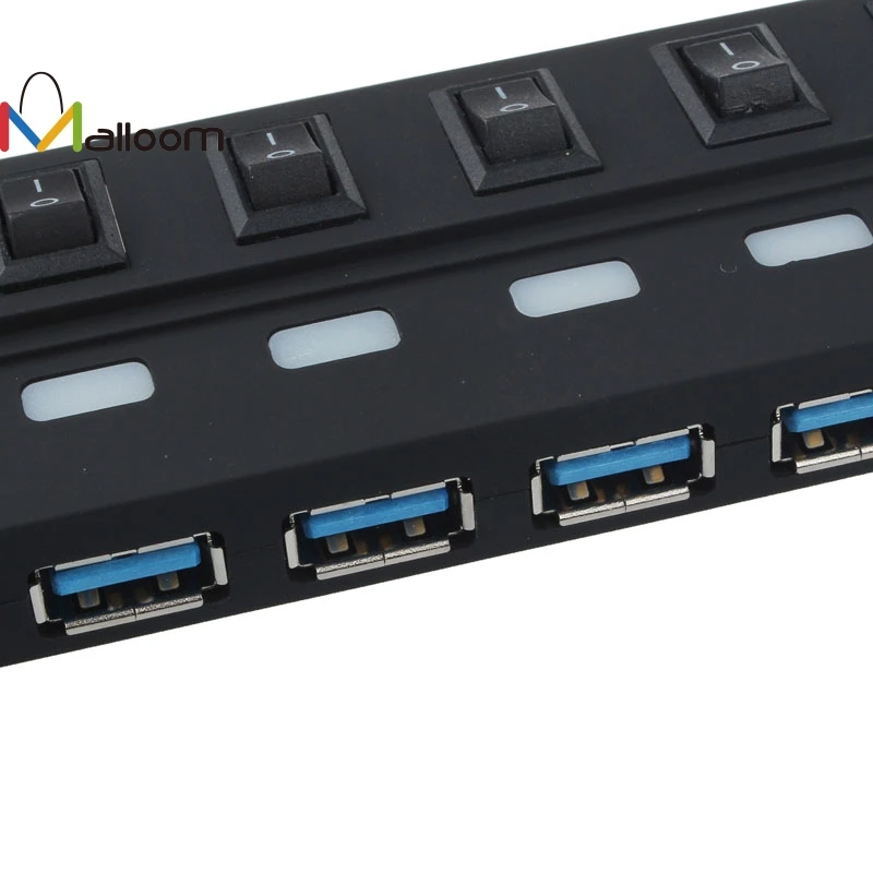 Malloom Новое поступление на очень высоком Скорость USB 3,0 концентратор 7 Порты USB разветвитель адаптер с переключателем для портативных ПК Прямая поставка#28