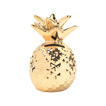 

Gold Pineapple Piggy Bank Figurines Nordic Fruit Money Box Art Sculpture Ceramic Art&Craft Home Decoration Accessories R551