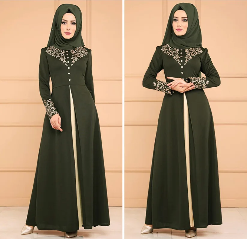 

2019 new arrival elegent muslim women spring and autumn plus size long abaya M-XXL