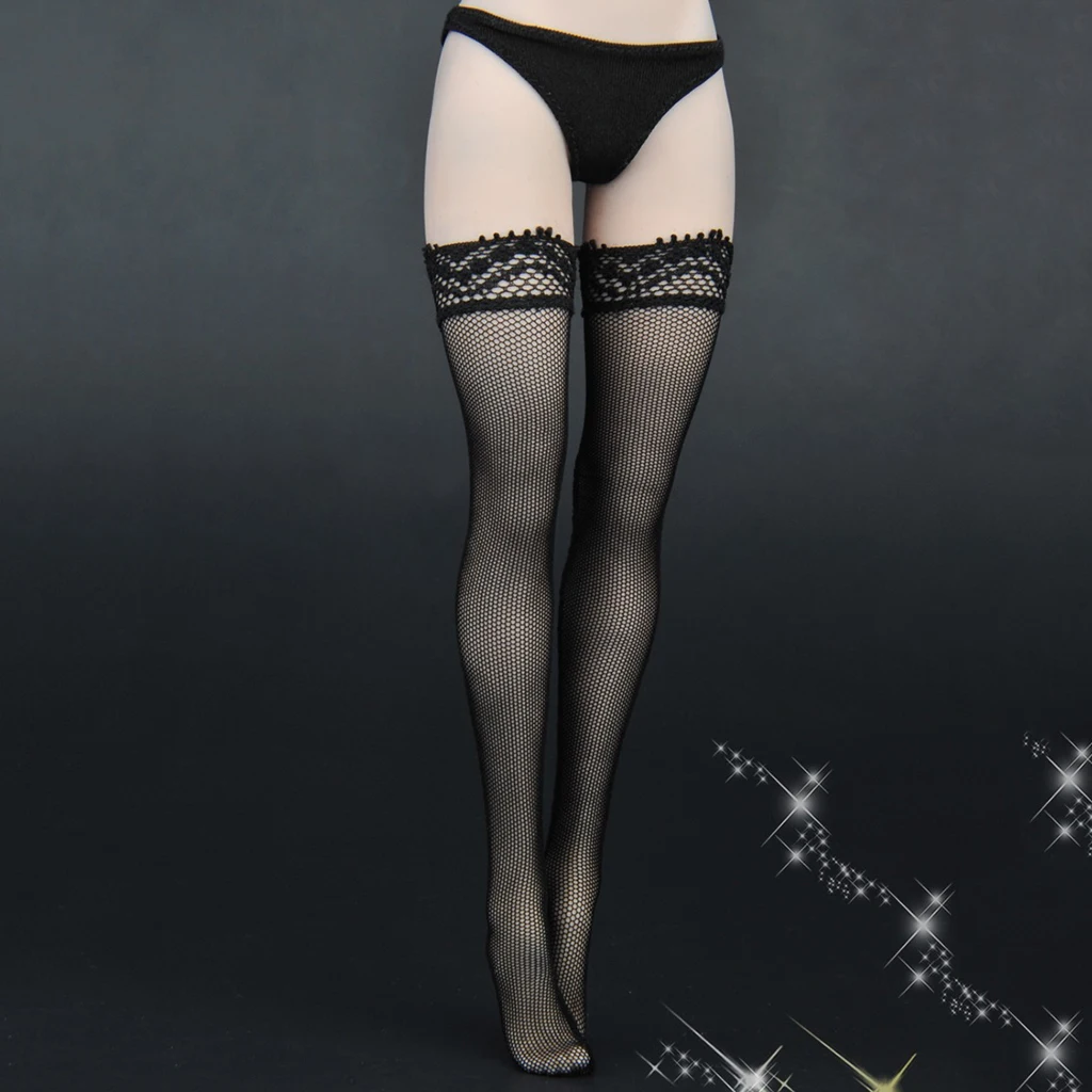 MagiDeal 1/6 ZY5025 Deep V Black Long Evening Dress Stockings Set for 12inch Female Figure Body Doll Accessories