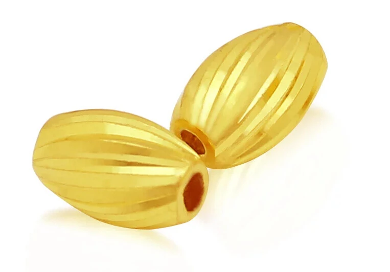 

1PCS 24K Yellow gold Oval Beads Pendant 0.5g