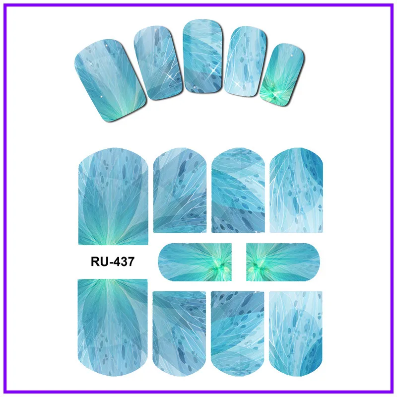 UPRETTEGO искусство ногтей Красота вода наклейка слайдер цветные наклейки на ногти полупрозрачные лепестки цветов естественный узор RU433-438 - Цвет: RU437