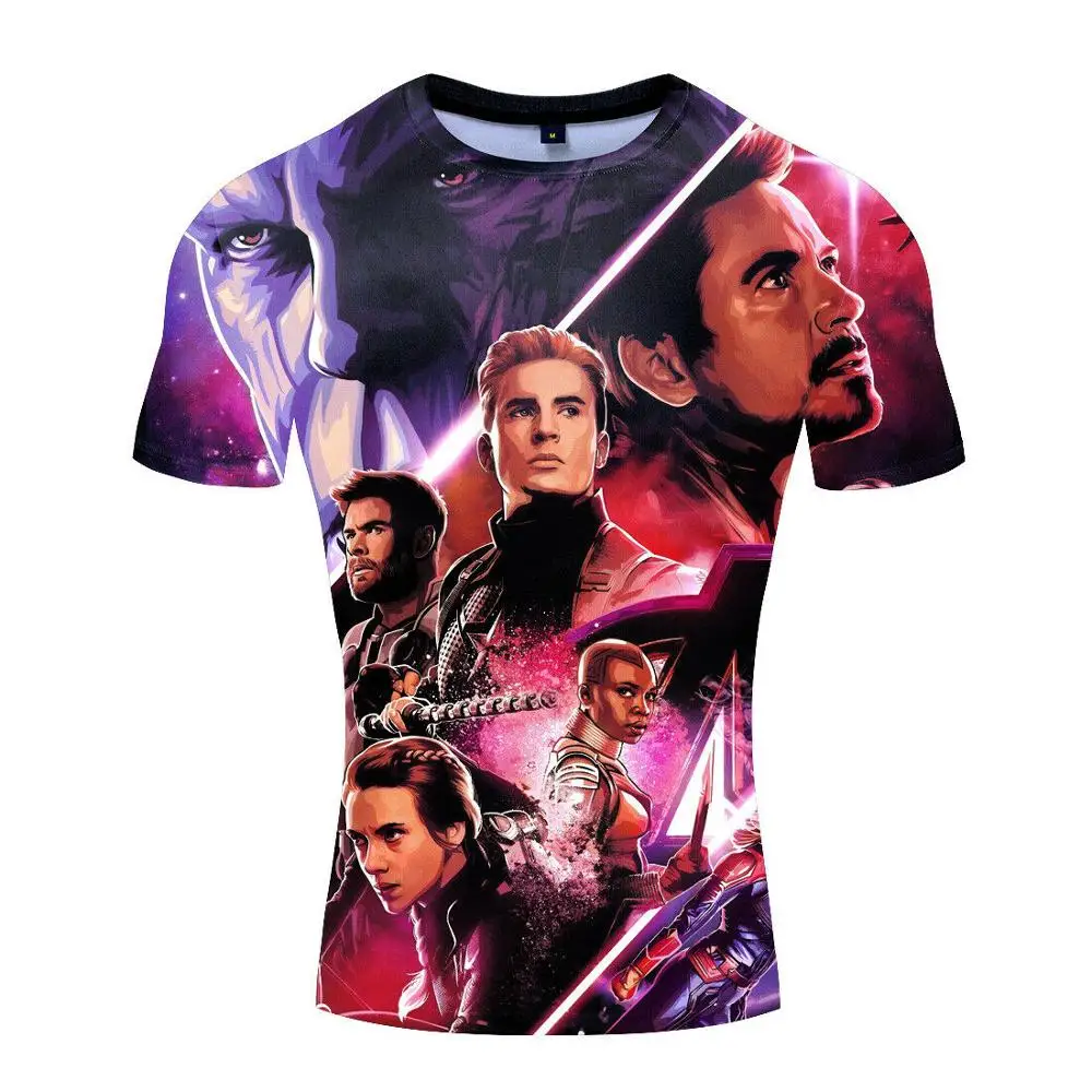 High Quality 3D Short Sleeve TShirt Men With Marvel Avengers Endgame American Captain Iron Man Spider Man Fitness Bodybuilding High Quality 3D Short Sleeve TShirt Men With Marvel Avengers Endgame American Captain Iron Man Spider Man Fitness Bodybuilding