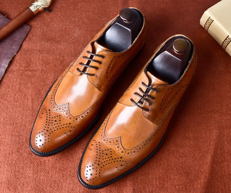 QYFCIOUFU/высококачественные винтажные модельные туфли-оксфорды для мужчин; официальная обувь из натуральной коровьей кожи; Итальянская обувь ручной работы для свадьбы и офиса