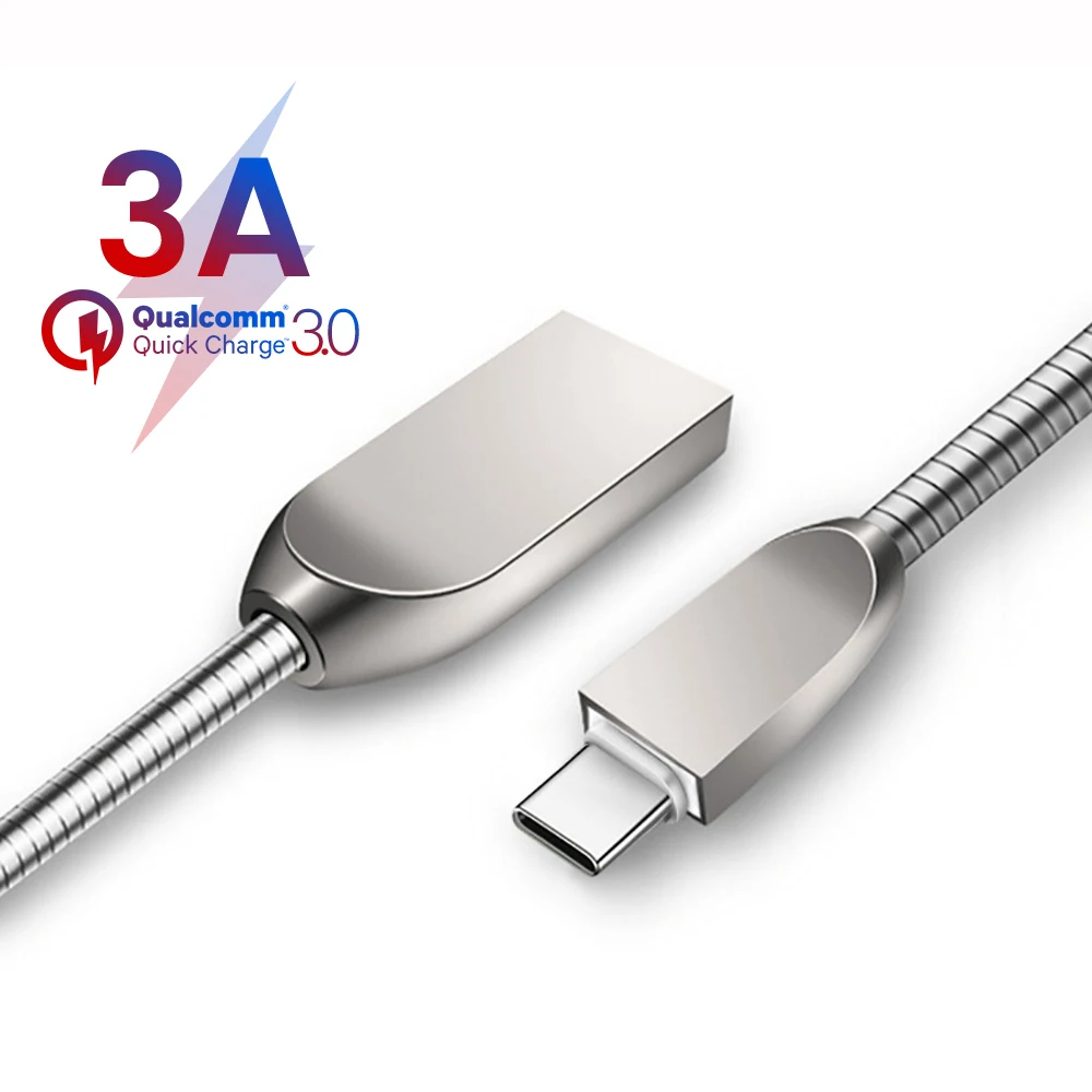 

3A usb type c cable micro usb cable QC 3.0 lighting cable for iphone ipad Zinc alloy for xiaomi huawei phone data line