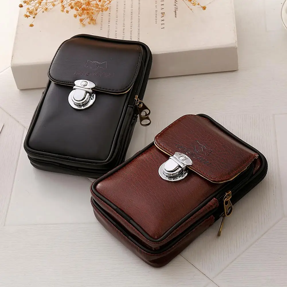 Men Vintage Faux Leather Fanny Rucksack Pack Zipper Waist Bag Belt Clip Pouch men wallet phone bag dropshipping price | Багаж и сумки