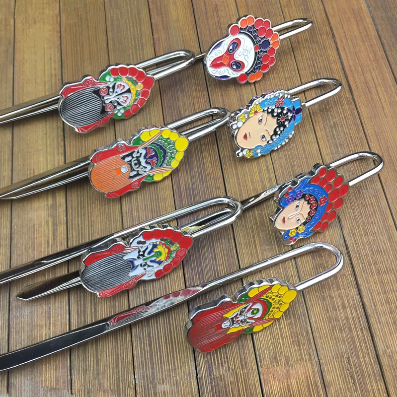 

Peking Opera Metal Vintage Chinese Bookmark with Gift Box Creative Alloy Bookmarks for Book Business Office Teacher Gift