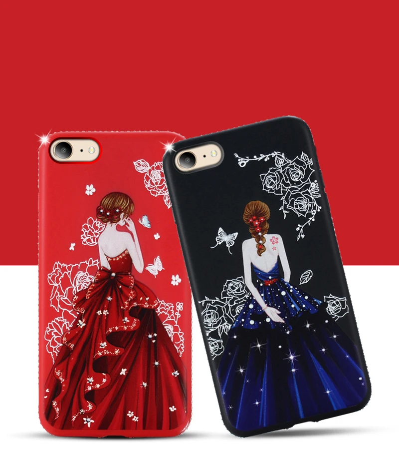 dress girl silicone case iphone 6 s 7 8 plus (3)