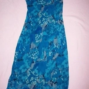 CA CONCEPTS  ruffled sleeveless dress sz 9 blue floral