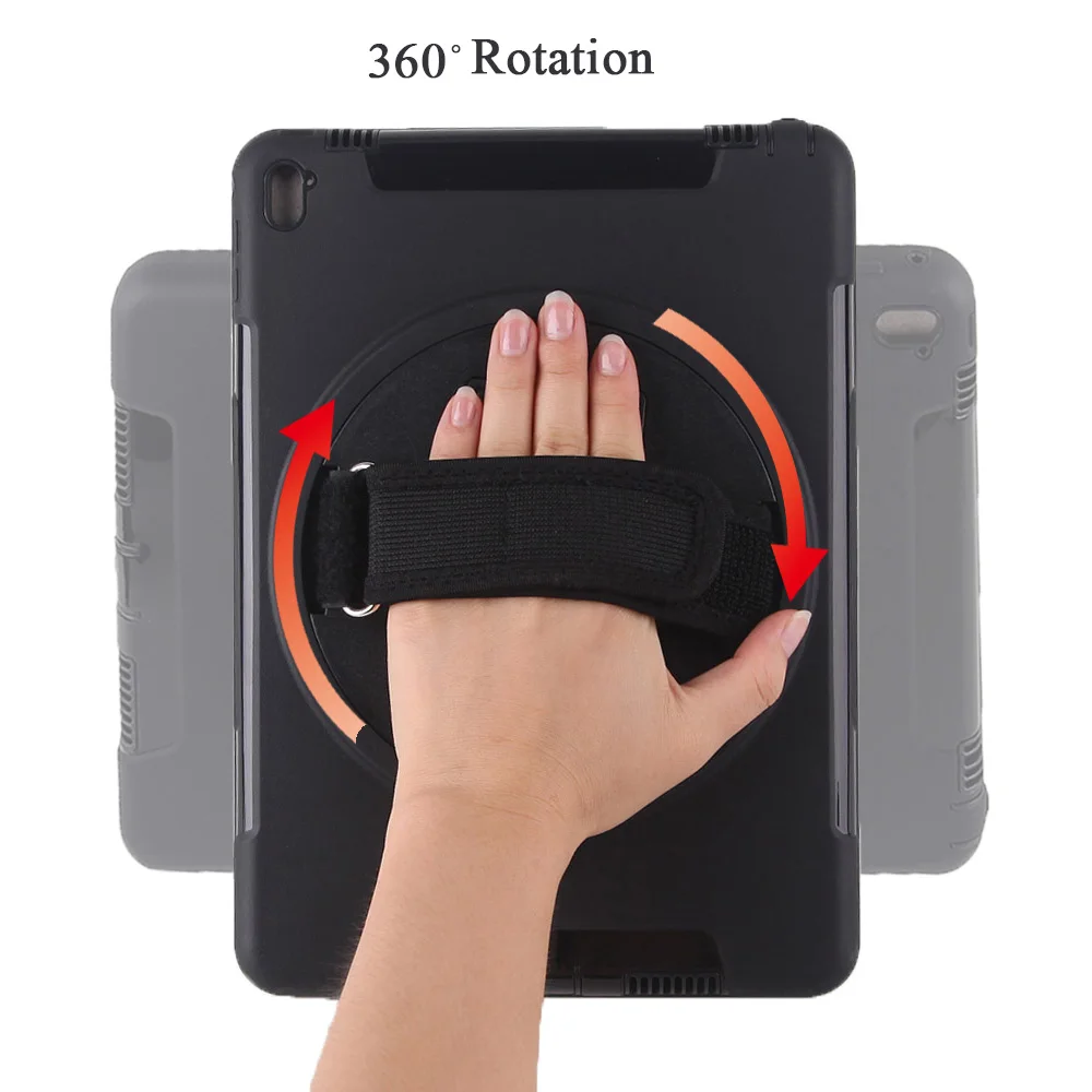 Case for iPad Pro 9.7 with 360 Degree Rotating Hand Strap and Kickstand, Miesherk Heavy Duty Shockproof Drop Protection Cover Case for iPad Pro 9.7 with 360 Degree Rotating Hand Strap and Kickstand, Miesherk Heavy Duty Shockproof Drop Protection Cover