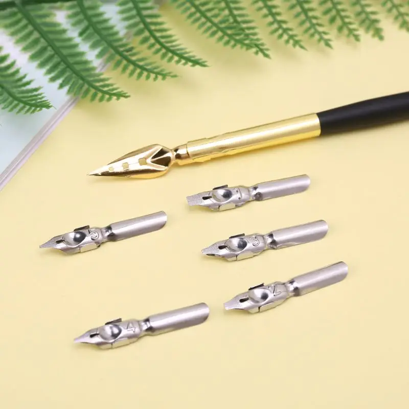 1 шт. Dip Pen x5 шт. перо для каллиграфии Dip чернила перо набор подписи письма антикварные элегантные подарки для студентов бизнес