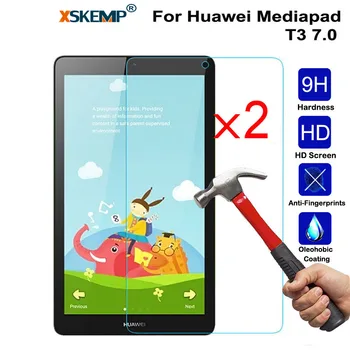 

XSKEMP 2Pcs/Lot Tablet Real Tempered Glass Film For Huawei Mediapad T3 7.0 9H Anti-shatter Front Explosion-Proof Protective Film