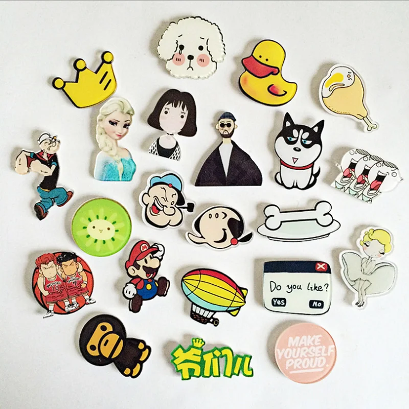 

4PCS Cartoon Icons Acrylic Badges for Backpack Badges Clothes Plastic Badge Kawaii Pin brooch Badge