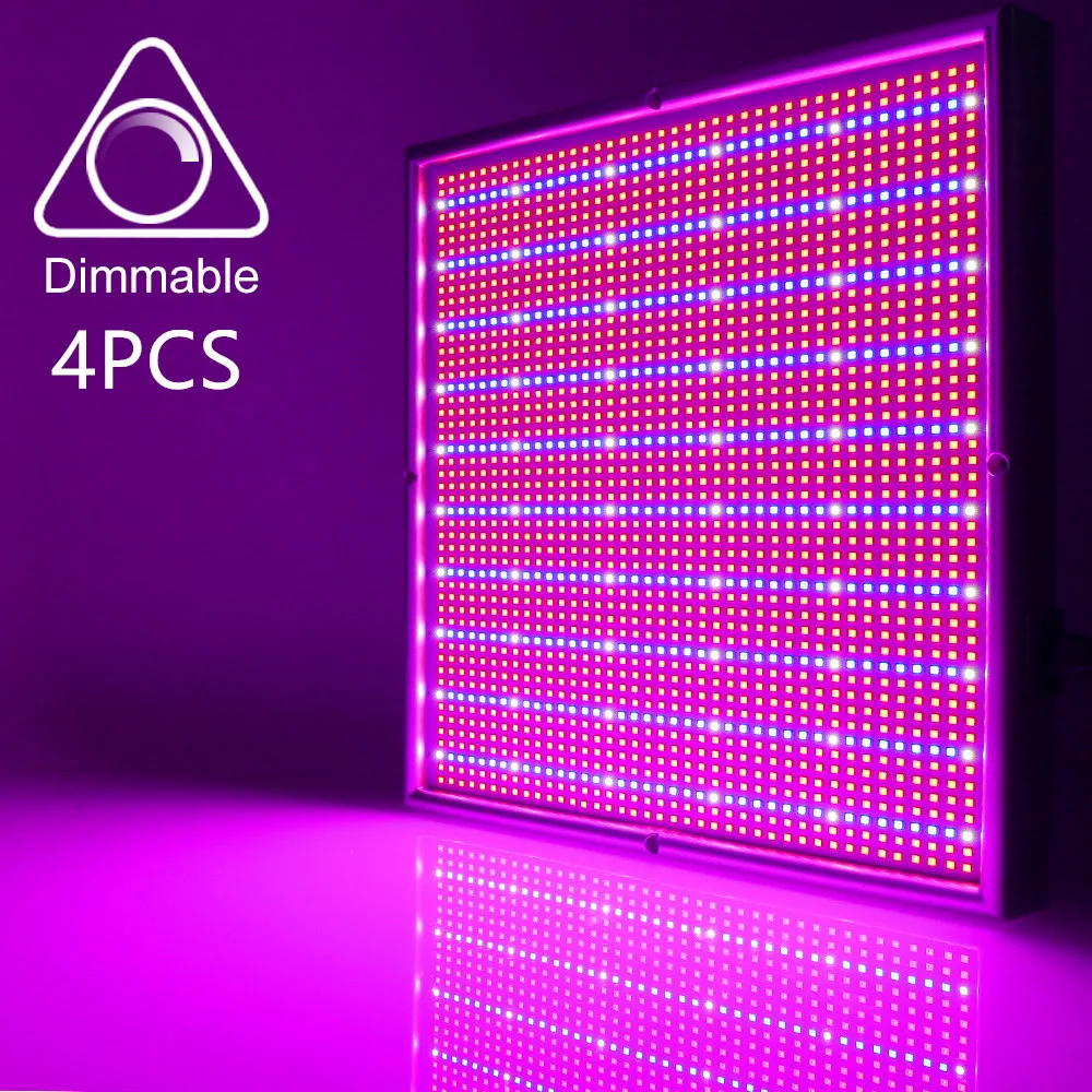 

[4/Pack] 2000 LEDs Grow Light With Dimmer Full Spectrum 200W Panel Grow Lamp for Greenhouse Indoor Plants Flowering Growing