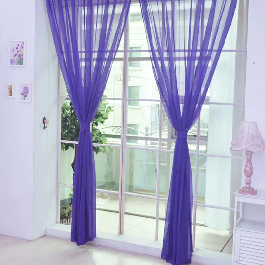 

Micro-transparent Pure Color Tulle Door Window Curtain Drape Panel Sheer Scarf Valances light-weight gauze transmission