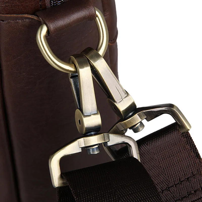Augus натуральная винтажная кожаная мужская модная сумка шоколадного цвета сумка для ноутбука сумка-мессенджер мужской деловой портфель 7075LC