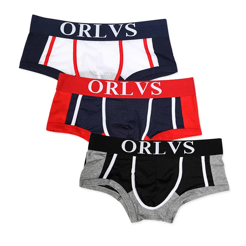 C мужские хлопковые боксеры 3 шт. фирменное нижнее белье ORLVS s Cueca Сетчатое модные