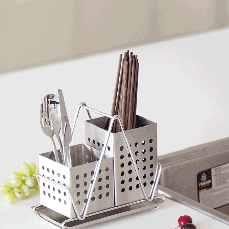 High quality stainless steel chopstick cages spoon rack shelves fork holder reinforced hanging kitchen storage cutlery organizer