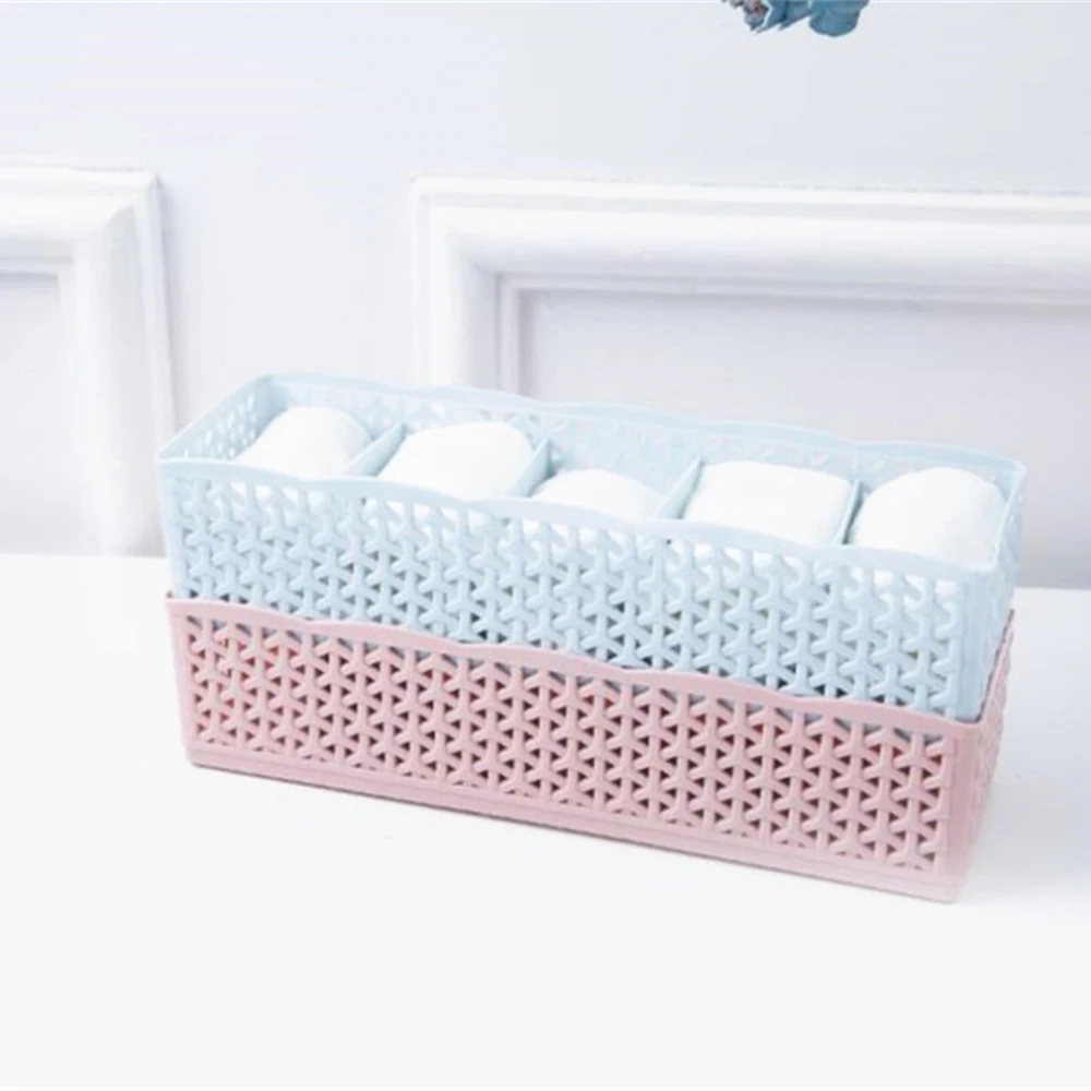 

5 Grid Organizer Tie Bra Socks Drawer Cosmetic Divider Plastic Container Makeup Storage Box