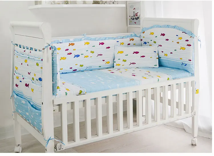 Promotion 6 7pcs Fish Crib Bed Linen Baby Bedding Set Pillow Case 6 7pcs Fish Crib Bed Linen Baby Bedding Set Pillow Case Per Sheet Duvet Cover 120 60 70cm In Sets From Mother Kids On Aliexpress