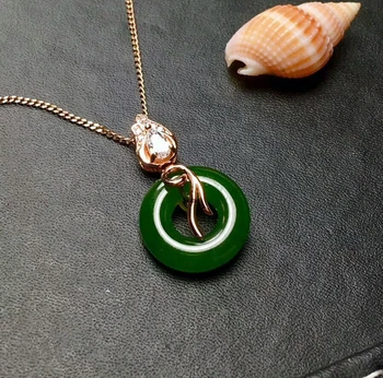 

[MeiBaPJ] Natural Jasper Flower Circle Pendant Necklace with Certificate 925 Pure Silver Fine Wedding Jewelry for Women